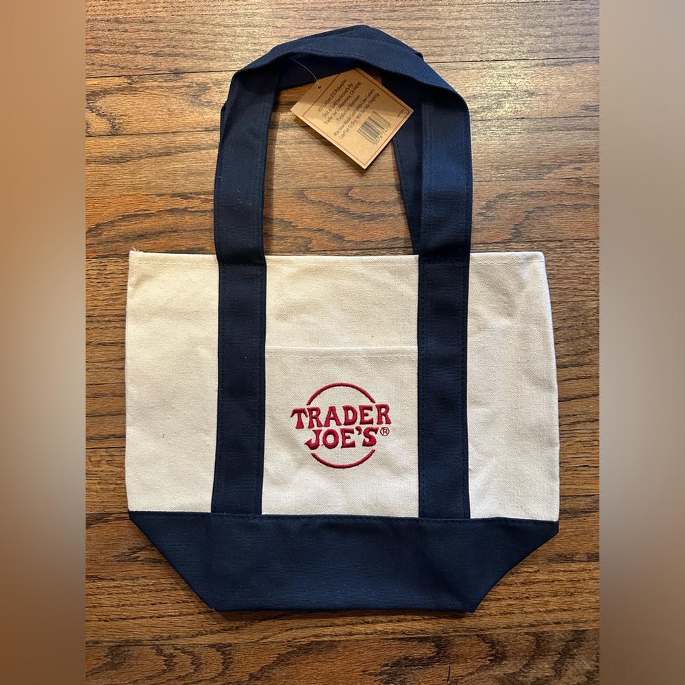 Trader Joe’s Mini Canvas Tote Bag - BLUE. NWT